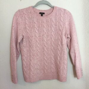 Talbots Pink Cable Knit Crewneck Sweater